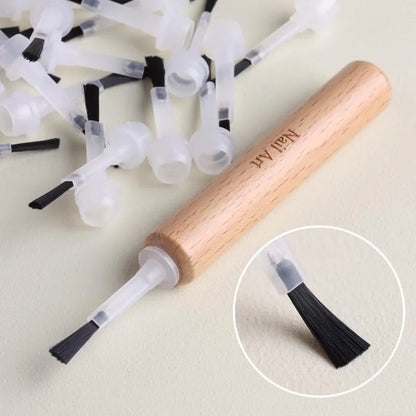Professional Nail Art Brush Set - Detachable Wooden Handle Multi-Functional Polish & Design Tools