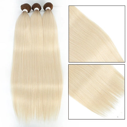 26" Ombre Straight Synthetic Hair Extensions – Smooth Weaving, Full Blue Hair Bundles from Root to End