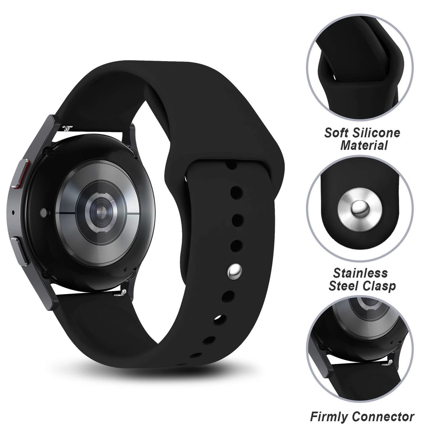 20mm/22mm Silicone Watch Strap – Compatible with Samsung Galaxy Watch 7/6/4 Classic, 5 Pro, 3, Active 2, Gear S3 & Huawei GT 2e/3/4 Bands