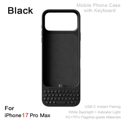 Magnetic Phone Case with Keyboard - All-in-One Wired External Keyboard Case for iPhone 16 Pro Max & 17 Pro Max