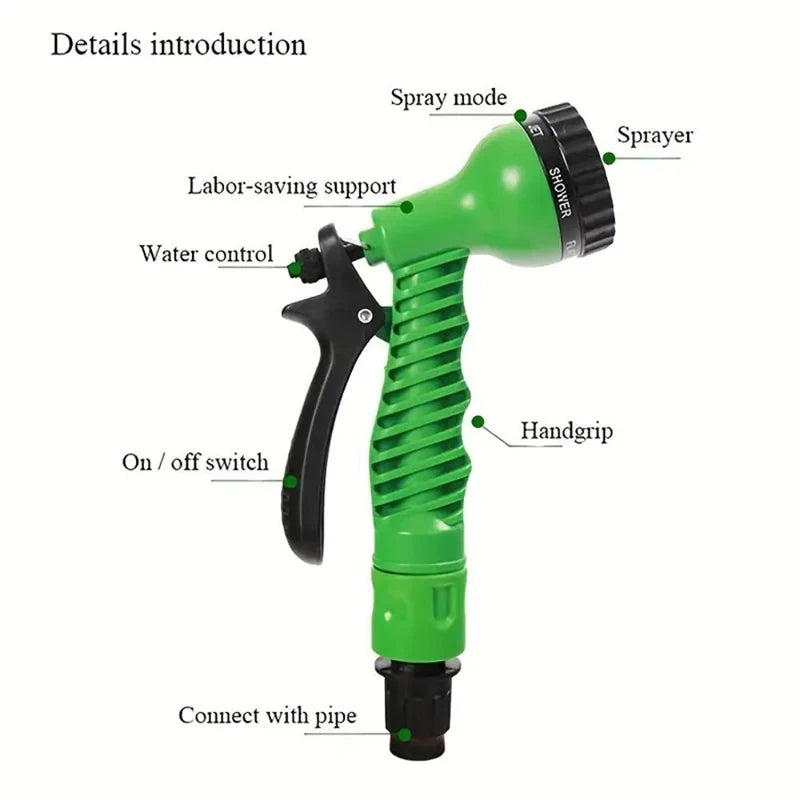 2024 Expandable Magic Garden Hose – High-Pressure Water Gun with 7 Spray Functions for Car Wash & Home Garden Watering