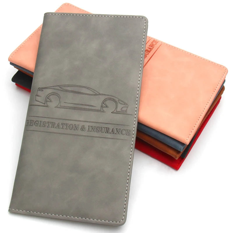 Leather Car Registration & Insurance Holder – Men's Driving License Cover, Auto Documents & Credit Card Storage Bag