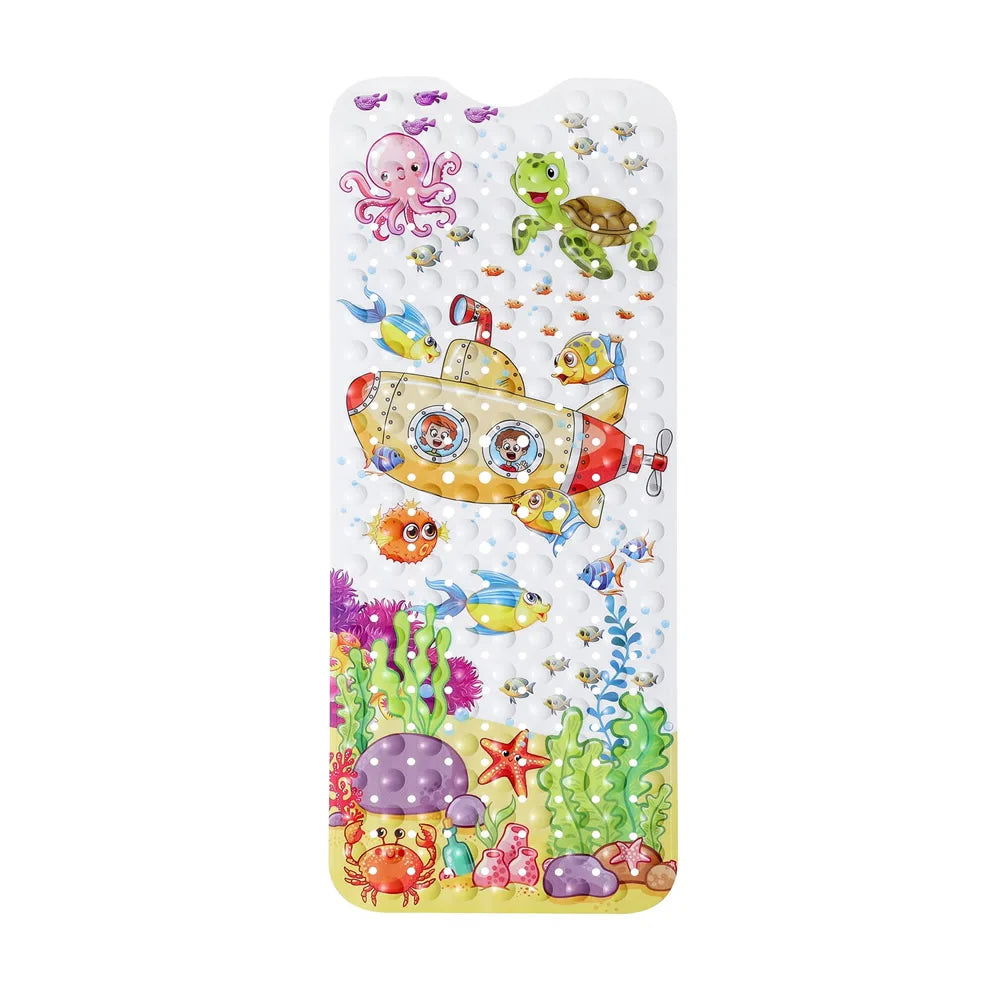 Large Cartoon PVC Bath Mat – Anti-Slip Shower & Bathtub Mat with Suction Cups, Soft Massage Pad for Kids & Elderly