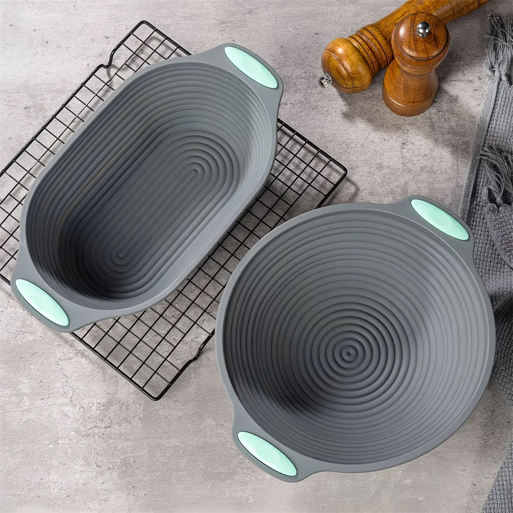 Silicone Bread Fermentation Basket - Foldable Easy-Clean Dough Proofing Bowl for Home Baking