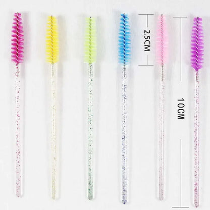 50-Pack Disposable Crystal Eyelash Brush Combs – Professional Eyelash Extension Mascara Wands for Makeup and Beauty Tools