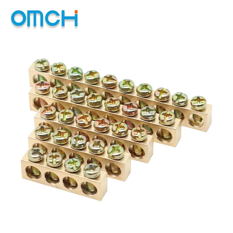 Brass Terminal Block A10 Multi-Hole (3–15 Way) – Neutral Power Distribution Terminal Strip for Electrical Cabinets & Panels