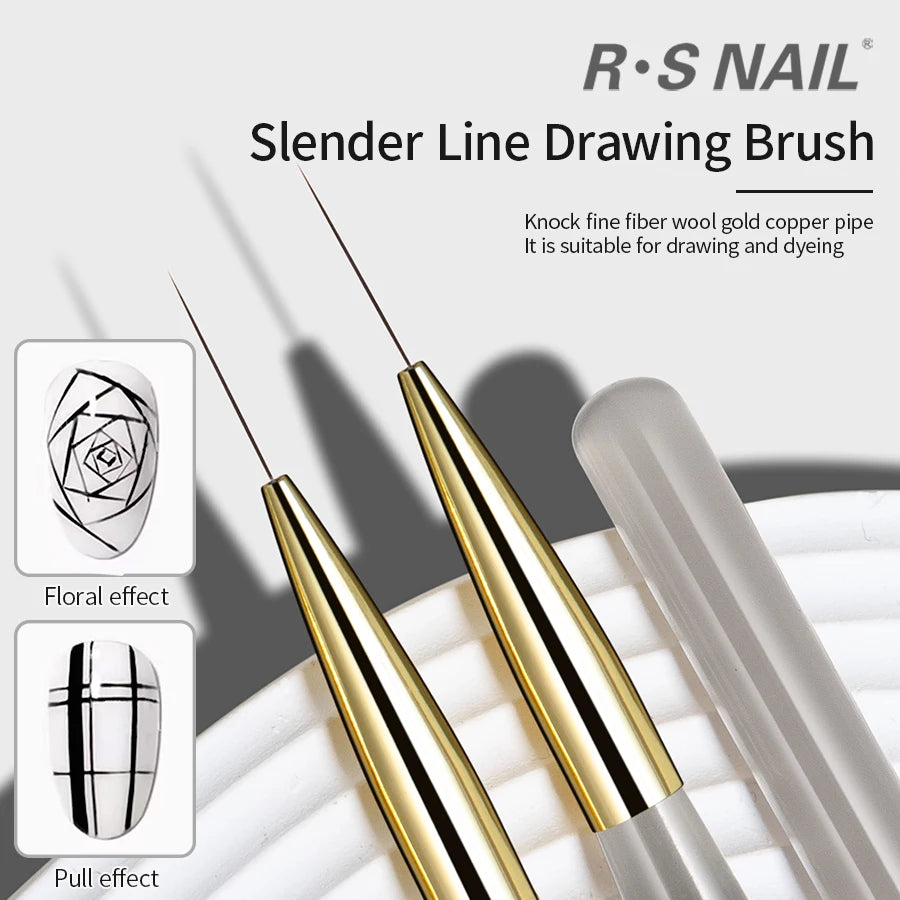 RSNAIL Nail Art Liner Brushes — 18mm Slender Long Line Painting Pen for French Stripe Nail Art, UV Gel DIY Manicure Tool