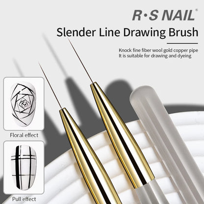 RSNAIL Nail Art Liner Brushes — 18mm Slender Long Line Painting Pen for French Stripe Nail Art, UV Gel DIY Manicure Tool