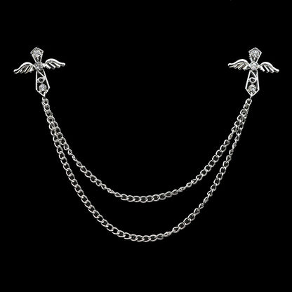 Fashion Gentleman Tassel Brooch – Men’s Suit & Shirt Lapel Pin with Chain, Pearl & Star for Wedding or Party