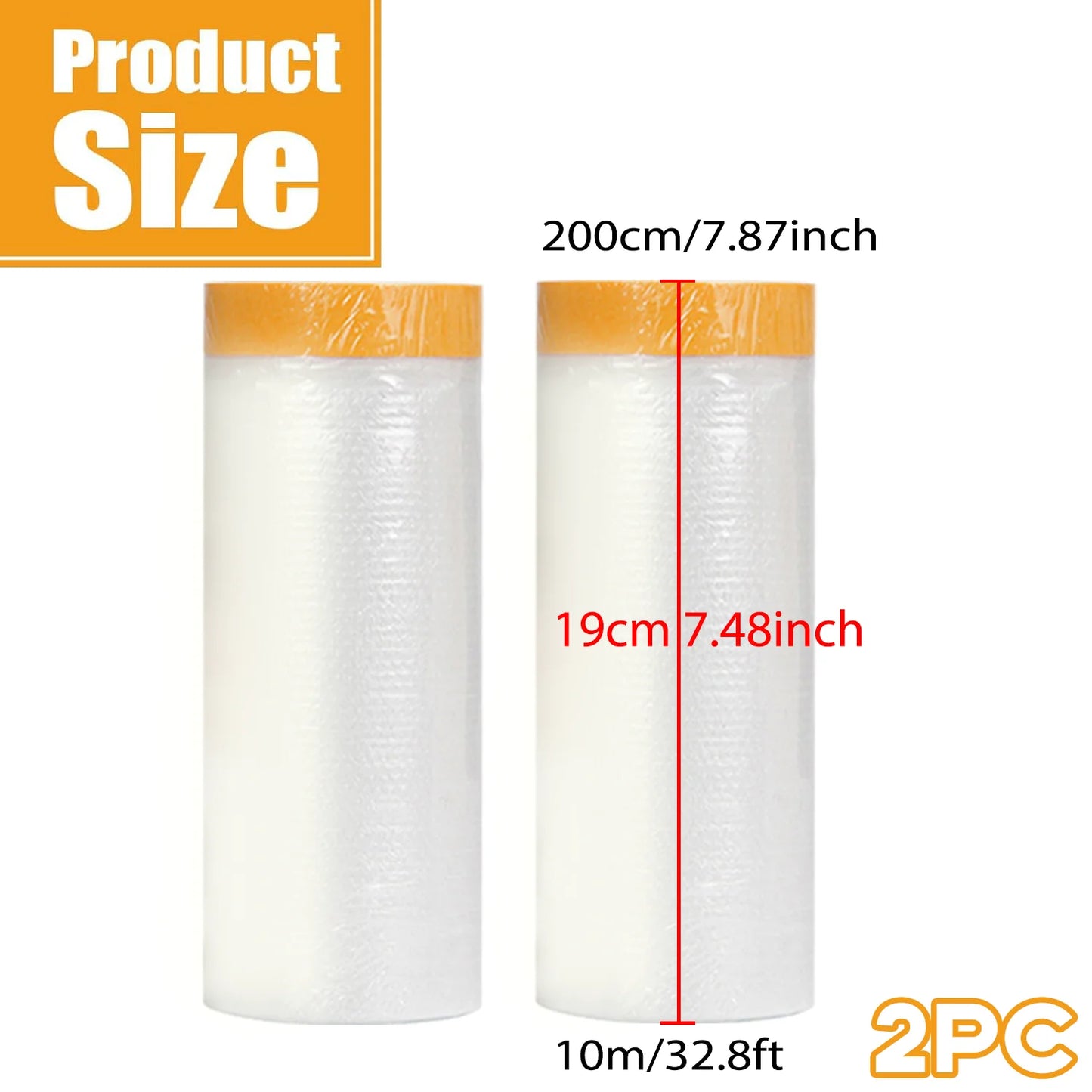 Pre-Taped Protective Masking Film – Plastic Sheeting for Car, Furniture & Floor Painting Protection