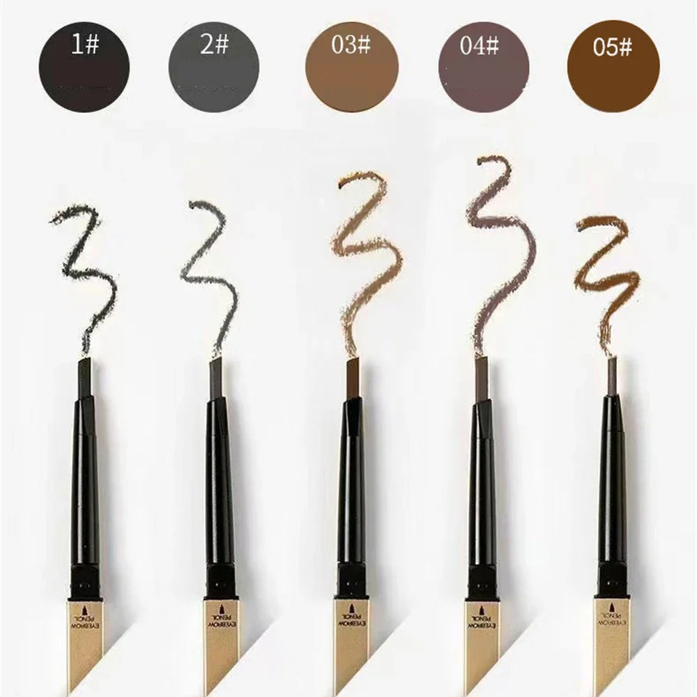 5-Color Dual-Head Eyebrow Pencil with Brush – Waterproof, Sweatproof Eyebrow Gel & Tattoo Pencil for Long-Lasting Natural Makeup