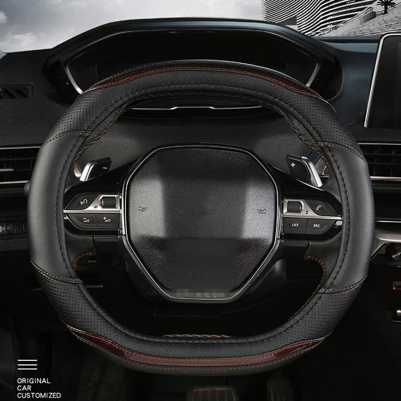 Peugeot 3008/4008/5008 Carbon Fiber & PU Leather Steering Wheel Cover — Auto Interior Accessory