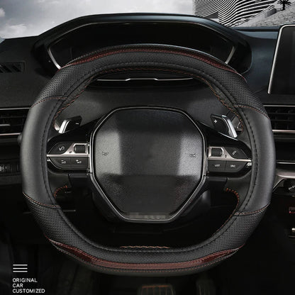 Peugeot 3008/4008/5008 Carbon Fiber & PU Leather Steering Wheel Cover — Auto Interior Accessory