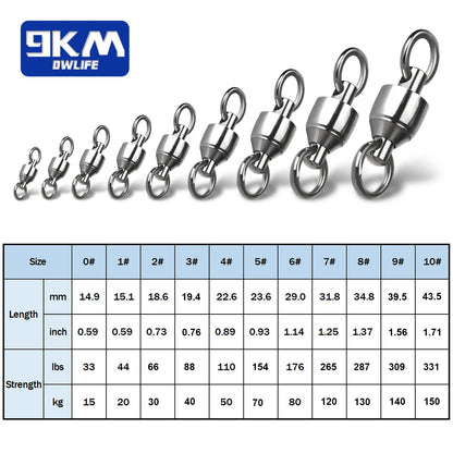 20-100 Pack Ball Bearing Fishing Swivels – Stainless Steel Solid Ring Connector for Freshwater & Saltwater Trolling, Bait & Lure