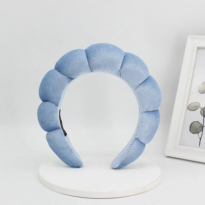Velvet Sponge Spa Headband – Wide Padded Makeup & Face Washing Hairband for Skincare, Shower & Beauty Routine for Women & Girls