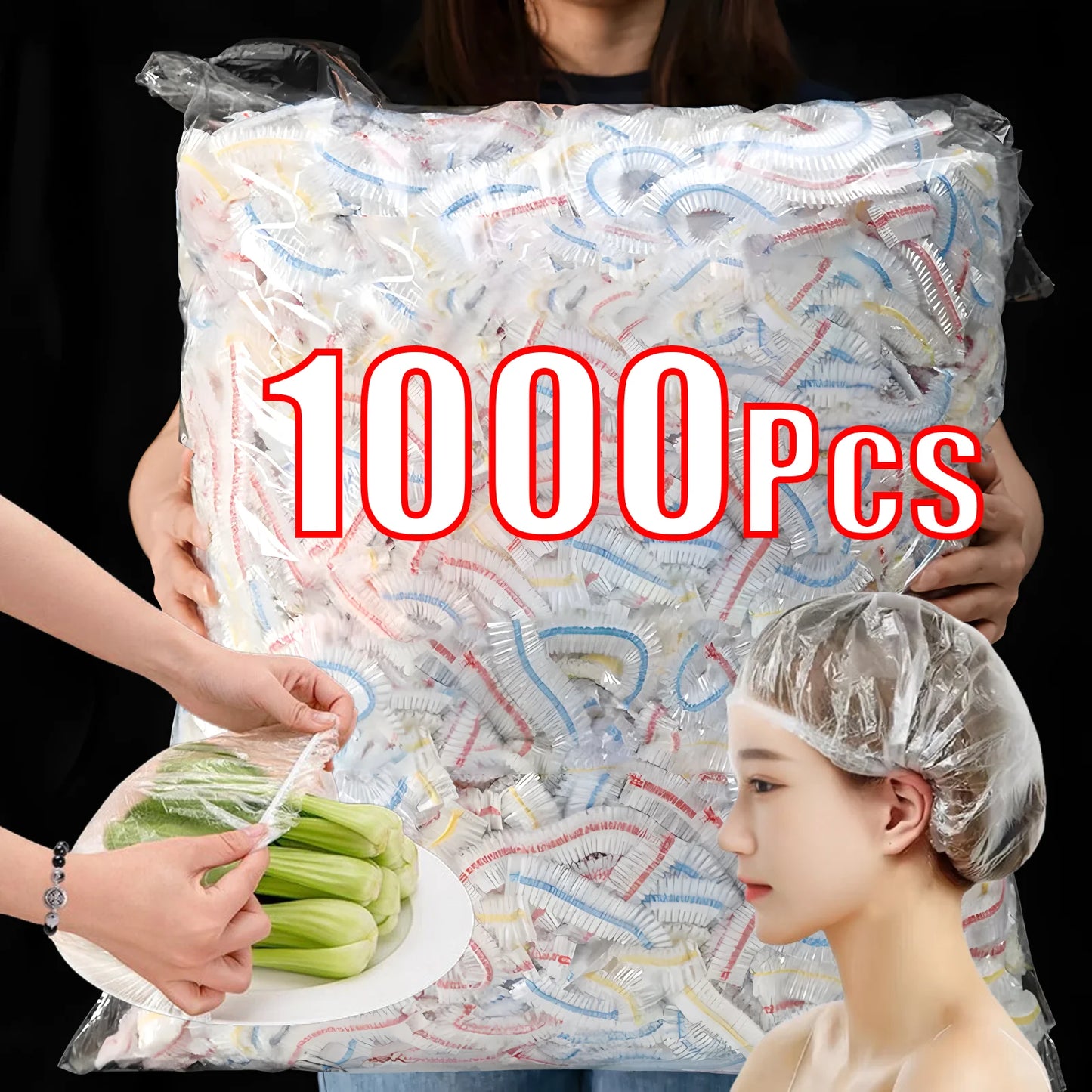 Disposable Transparent Plastic Food Cover Bags, Reusable Cling Film Wrap for Kitchen Storage, Freezing & Food Protection