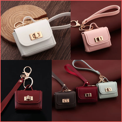 Mini PU Leather Bag Keychain - Openable Coin Purse Pendant with Hand Strap for Phone & Keys