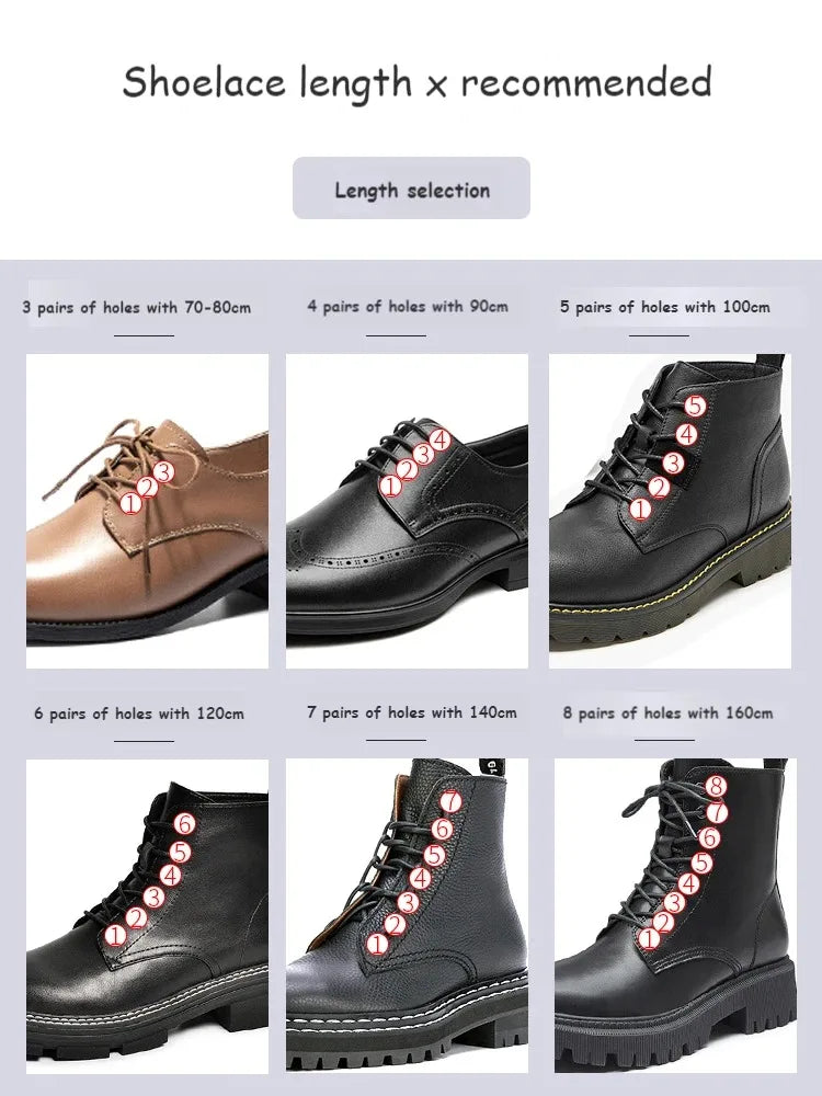 Cotton Waxed Shoe Laces - Round Leather Style Waterproof Replacement Laces for Oxford Shoes & Boots