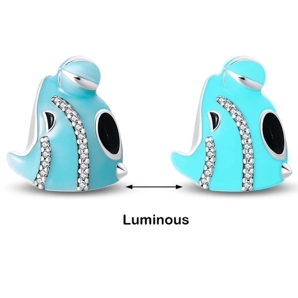 Chameleon Luminous Firefly & Butterfly Silver-Plated Charms - 925 Silver for DIY Bracelet Jewelry Making