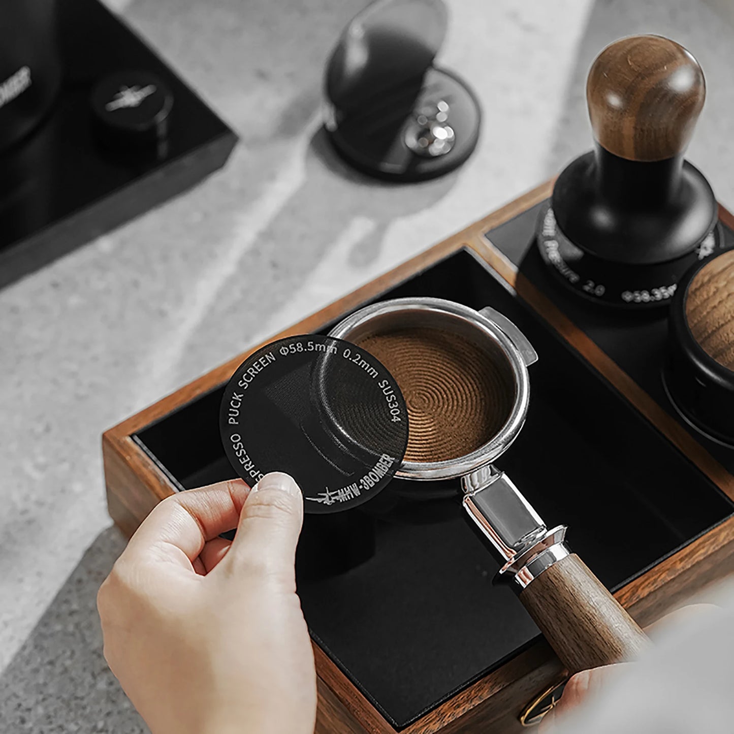 MHW-3BOMBER Espresso Puck Screen – 51/53/58.5mm Reusable Stainless Steel Coffee Filter, 0.8/0.2mm Thickness Coffee Tool