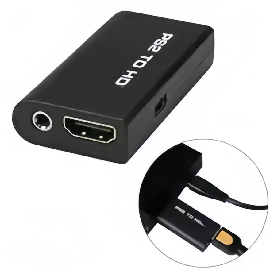 PS2 to HDMI Converter Adapter – 1080P Full HD with 3.5mm Audio, Supports All PS2 Display Modes