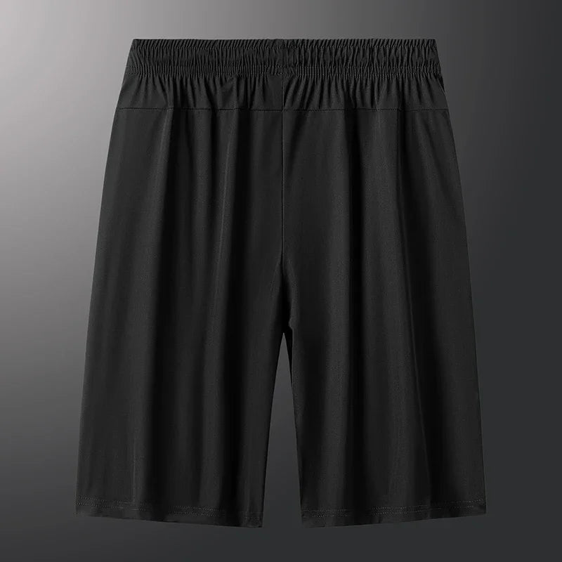 Men's Plus Size Casual Shorts – 6XL-7XL Stretchy Ice Silk Gym & Beach Shorts, Quick Dry & Breathable Summer Pants