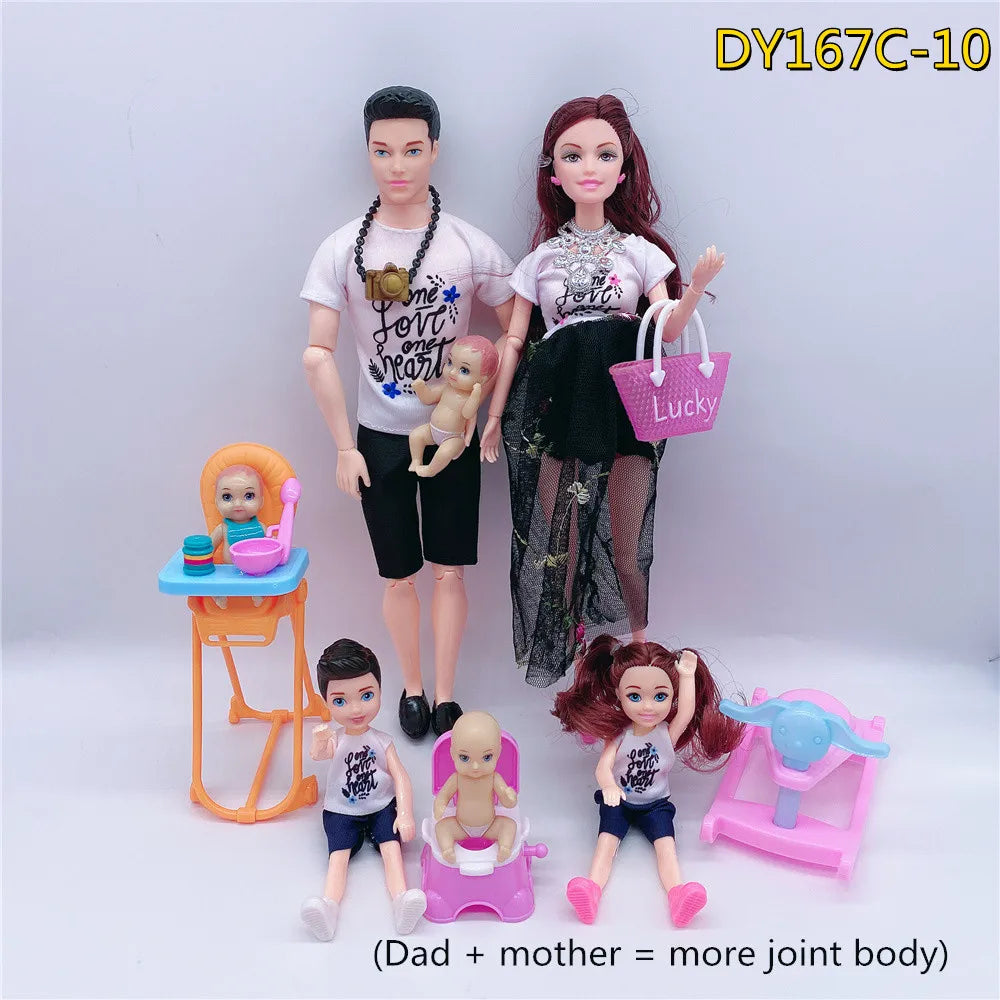 Family of 6 Pregnant Doll Set – Movable Joints Mom, Dad & Babies Interactive Playhouse Toy Gift for Girls