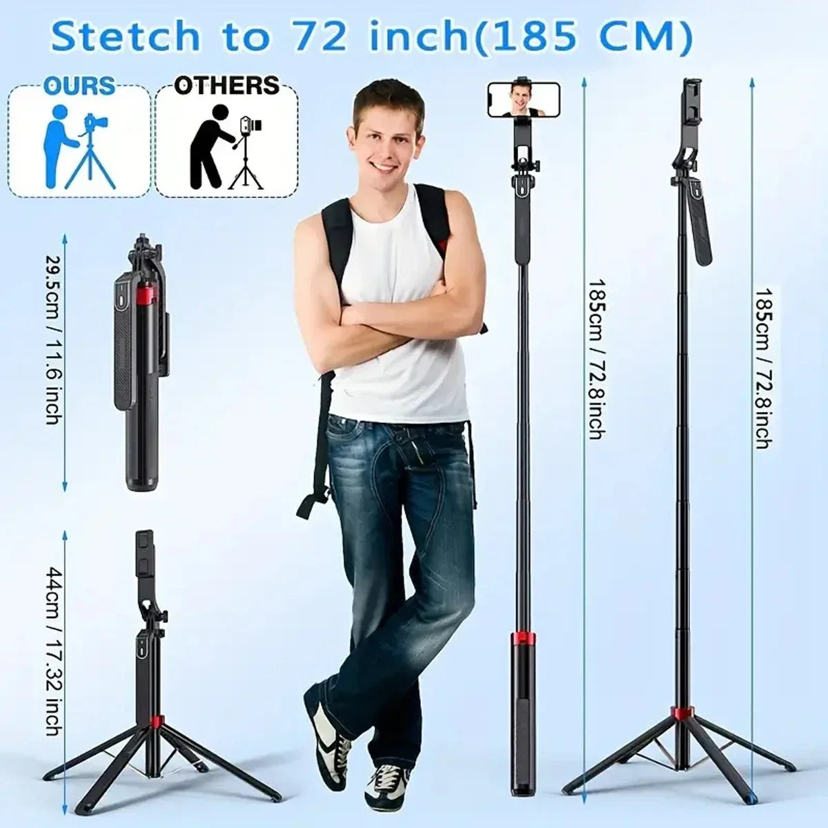Portable Camera Tripod with Wireless Remote - 360° Rotation for Video Recording & Live Streaming