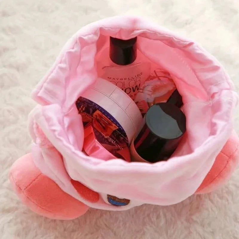 Star Kirby Cosplay Storage Bag – Cute Kawaii Drawstring Cosmetic & Coin Purse, Portable Cartoon Toy Gift