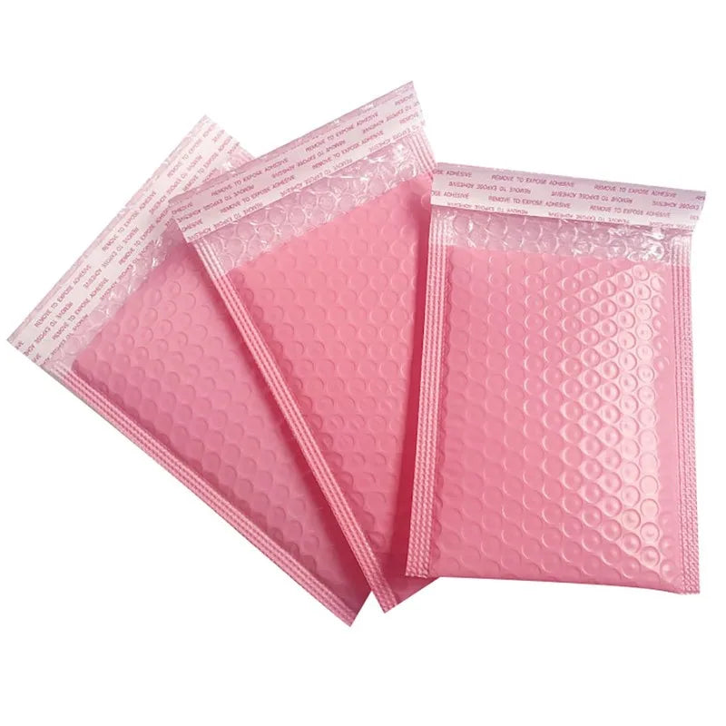 50/25pcs Pink Bubble Mailers – Self-Seal Padded Envelopes for Small Business Packaging – Available in Black/Blue