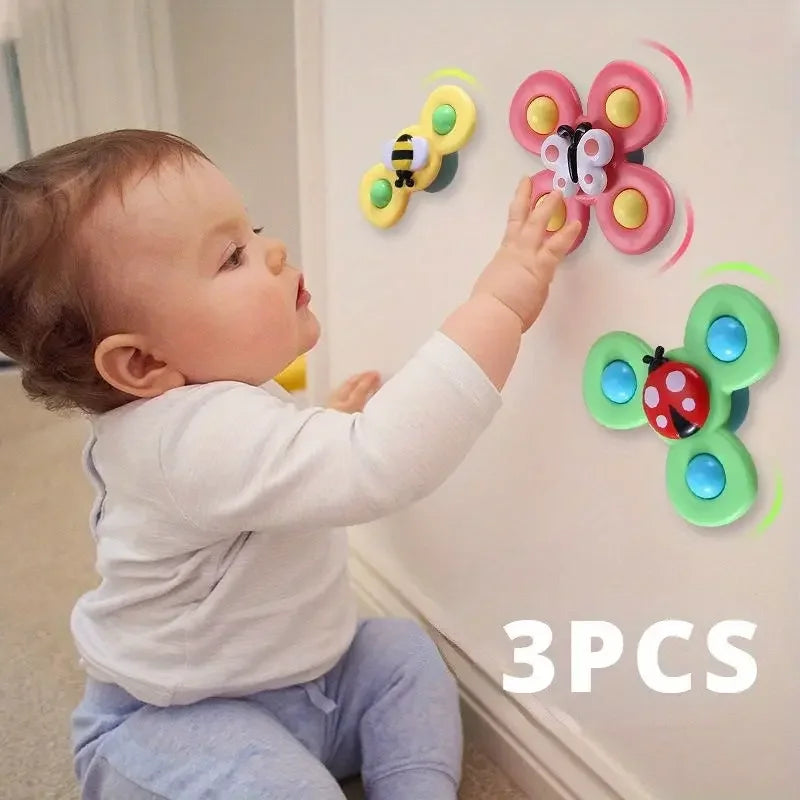 Interactive Bug Flower Suction Cup Toy - Cartoon Spinning Educational Baby Fun Play Activity Toy