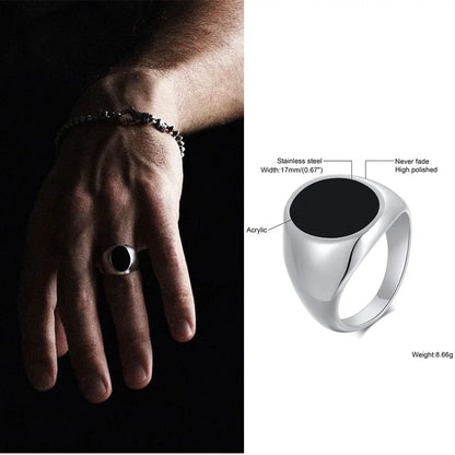 Punk Vintage Ethnic Rings for Men – Retro Viking Knot Rune, Black Geometric Square Stone Signet Jewelry