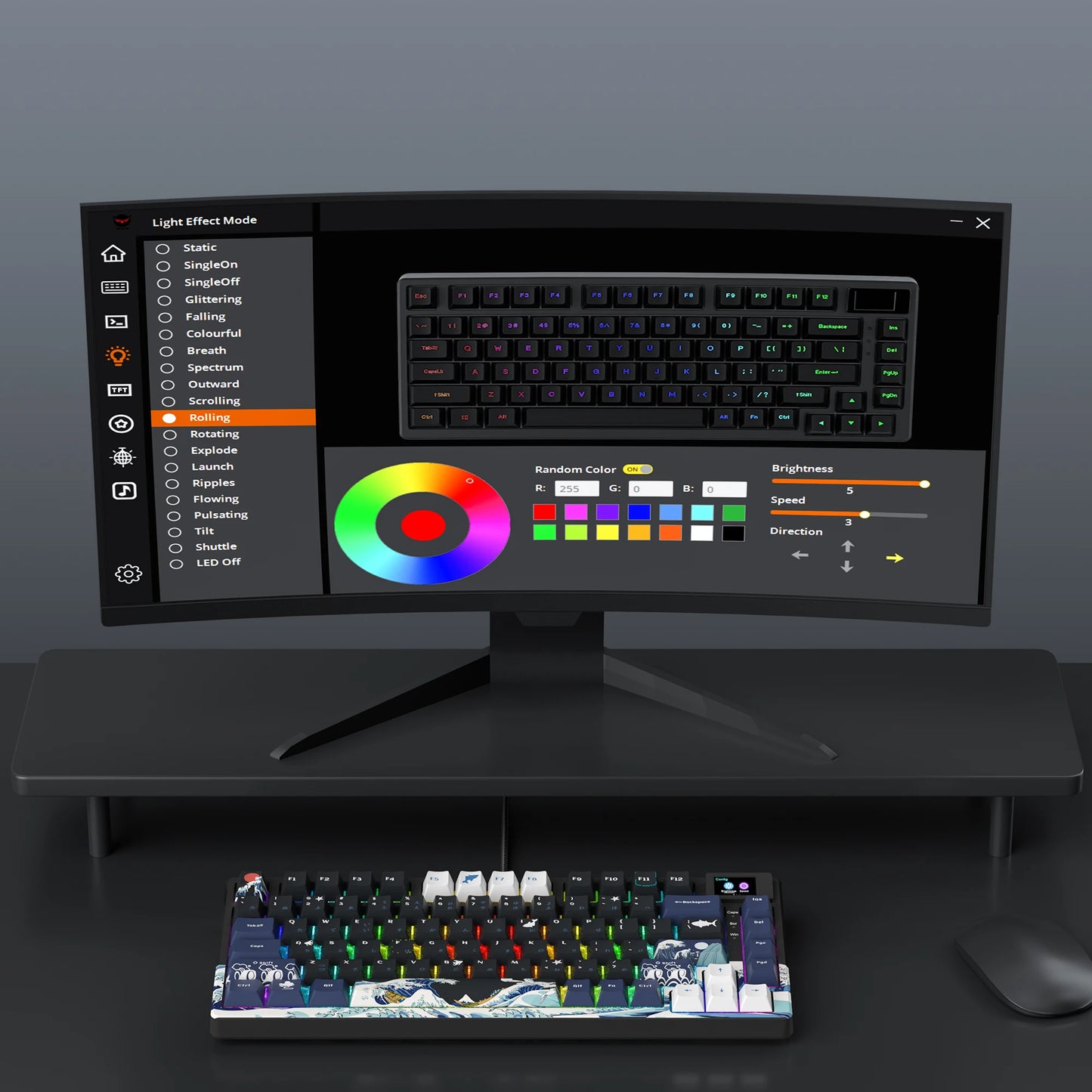 Wired Mechanical Gaming Keyboard with OLED Display – Hot-Swappable Pudding Keycaps, Full RGB Backlit for PC & Laptop