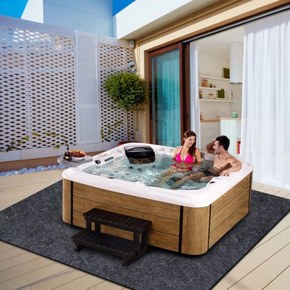 Round Inflatable Hot Tub Mat - Waterproof Non-Slip Floor Protector for Indoor & Outdoor Spa Pools