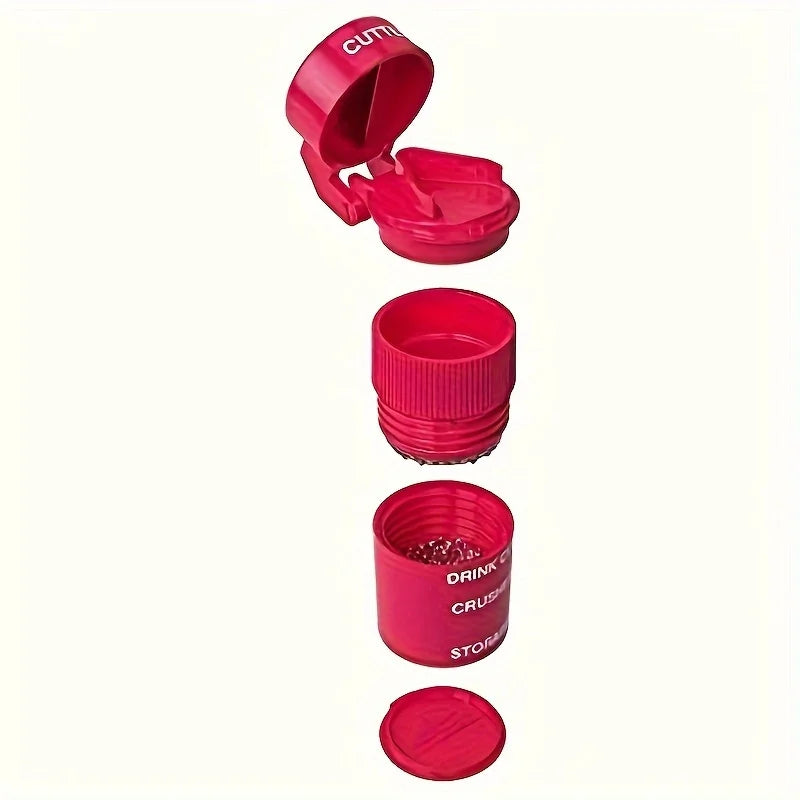 2-in-1 Pill Crusher – Creative Cutter & Grinder for Pills, Vitamins, Tablets, with Stainless Steel Blade and Removable Drinking Cup