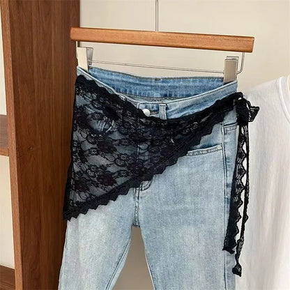 Y2K Lace Mini Skirt -  High Waist Ruffled Pleated Layered Streetwear