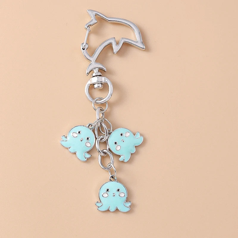 Summer Beach Shell Keychain – Octopus and Starfish Marine Life Pendant for Women, Girls, Handbag Decor, and Gifts