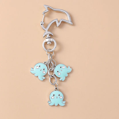 Summer Beach Shell Keychain – Octopus and Starfish Marine Life Pendant for Women, Girls, Handbag Decor, and Gifts