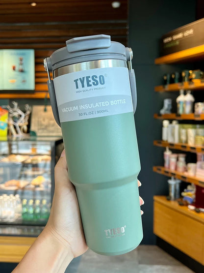 Tyeso Double-Layer Insulated Coffee Cup – Portable Stainless Steel Ice Cream Cup with Cold Insulation & Large Capacity