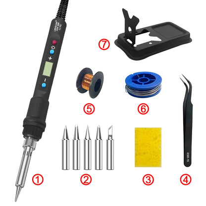 LEFAVOR 80W Digital Soldering Iron Kit – LCD Display, Adjustable 100–500°C, C/F Switch Welding Tool for Home Repair & DIY Projects