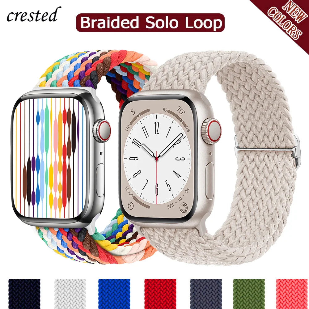 Braided Solo Loop Apple Watch Band – Stretch Nylon Bracelet Strap for Series SE, 6–11 & Ultra 2 (40mm–49mm) Adjustable Correa