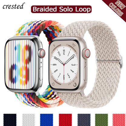Braided Solo Loop Apple Watch Band – Stretch Nylon Bracelet Strap for Series SE, 6–11 & Ultra 2 (40mm–49mm) Adjustable Correa