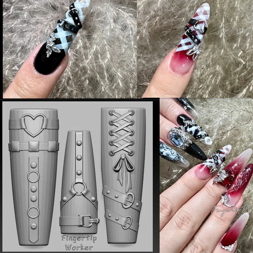 Snake Lolita Bow, Mushroom, Rose, Lotus, Bear 3D Acrylic Nail Mold - DIY Silicone Nail Decorations & Nail Art Products