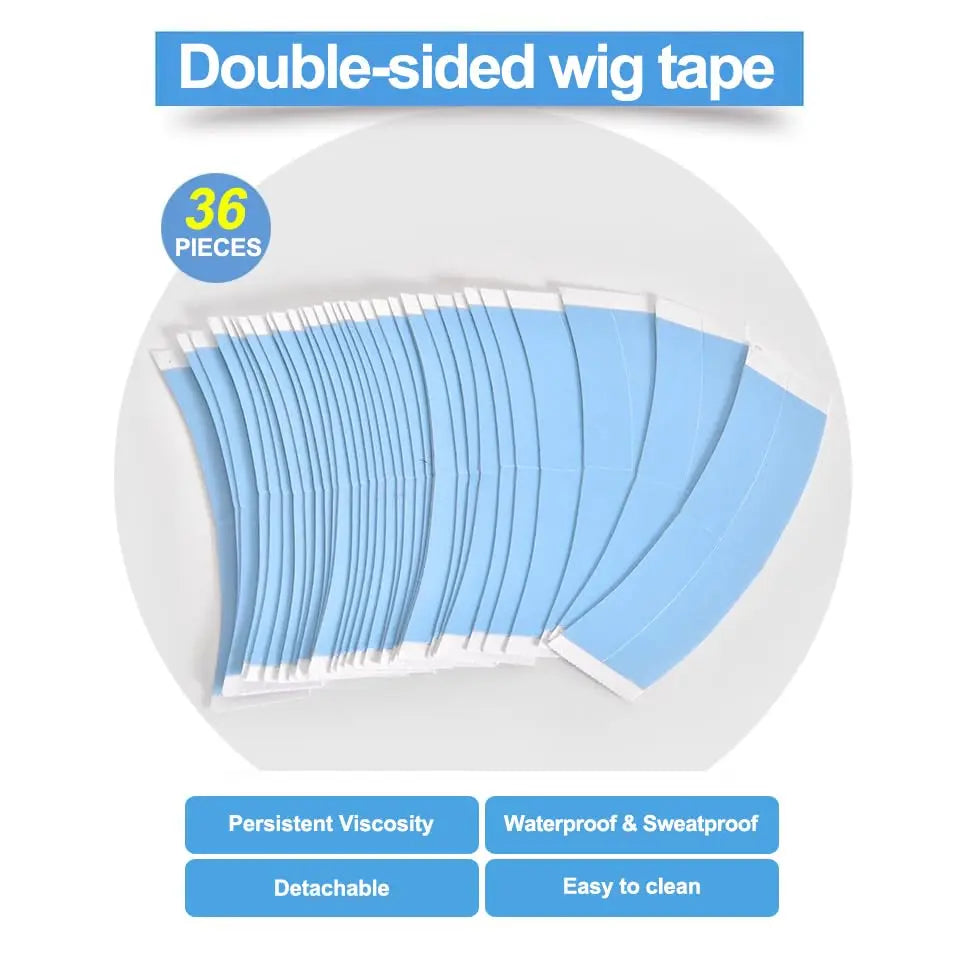 36-Piece Strong Wig Tape Adhesive Strips - Waterproof Double-Sided Tape for Toupees and Lace Wigs