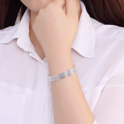925 Sterling Silver Bracelet for Women – Exquisite Woven Chain Jewelry Gift for Wedding & Christmas