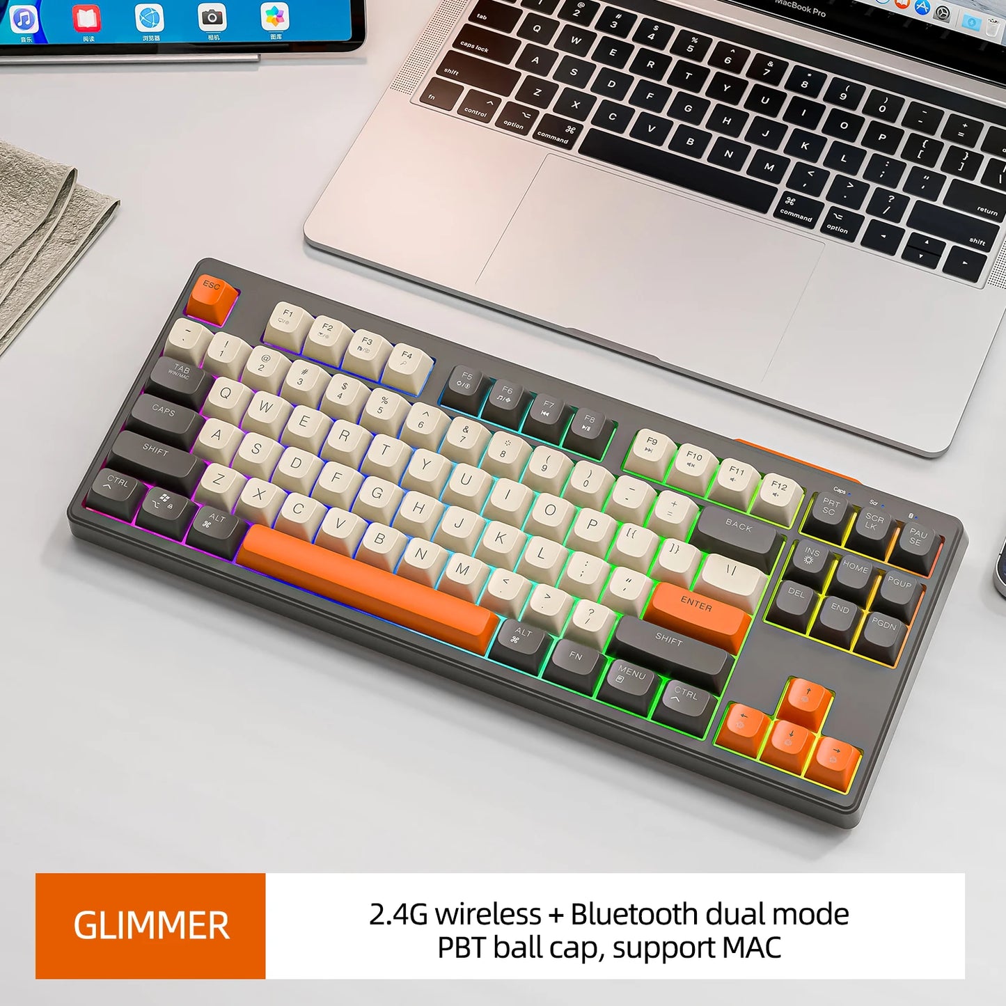 M87 Wireless 87-Key RGB Gaming Keyboard – Dual Mode Bluetooth with PBT Keycaps