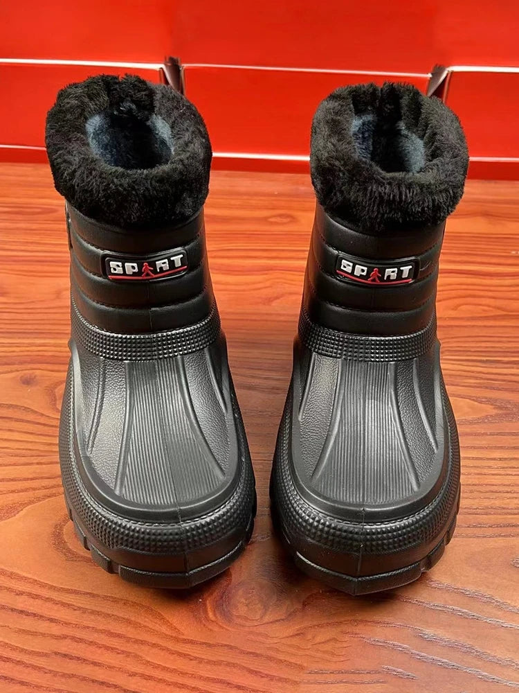 Men’s Winter Waterproof Snow Boots – Warm Cotton High-Top Work & Casual Boots with EVA Outsole