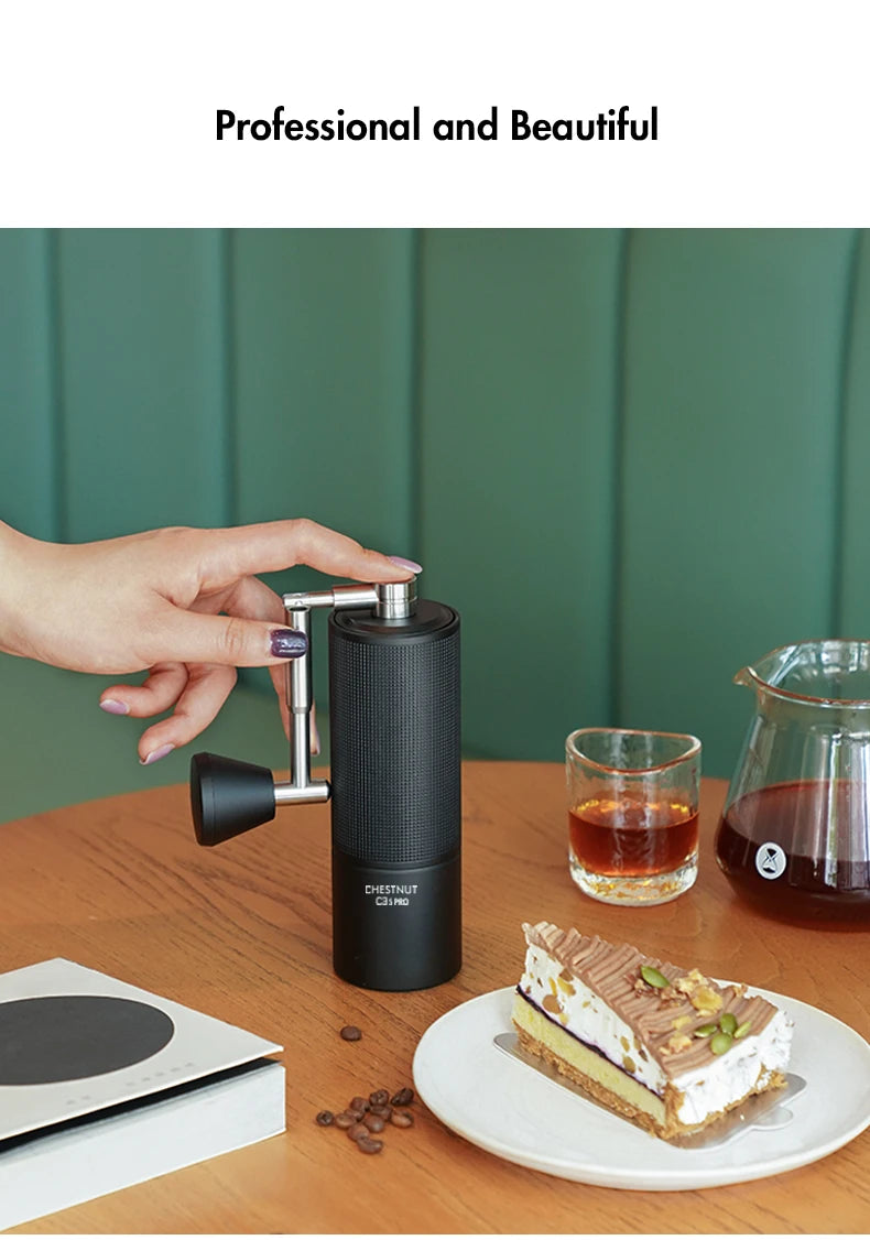 TIMEMORE Chestnut C3S PRO Manual Coffee Grinder — 25g Hand Grinder with Adjustable Steel Burr & Cleaning Brush