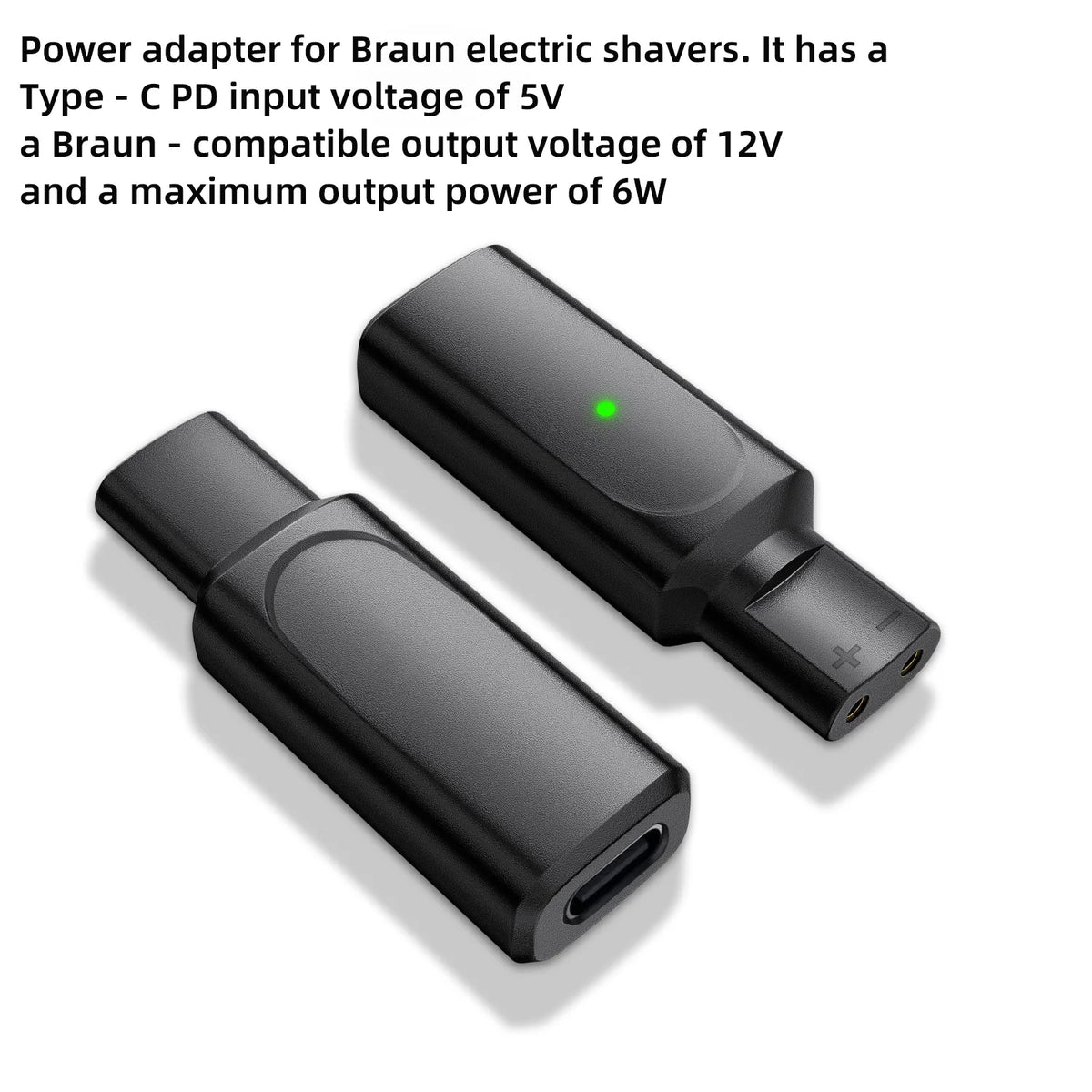 Hobo 12V USB-C Shaver Charger Adapter - Charging Converter for Braun Series 1, 3, 5, 6, 7, 9 & XT5 Electric Razors, Cable Excluded