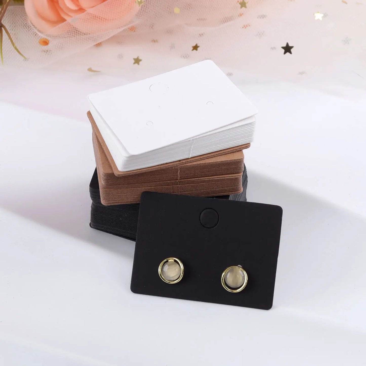 50PCS Jewelry Display Cards — Self-Seal Cardboard Hang Tags for Earrings & Necklaces, Jewelry Organizer Packaging